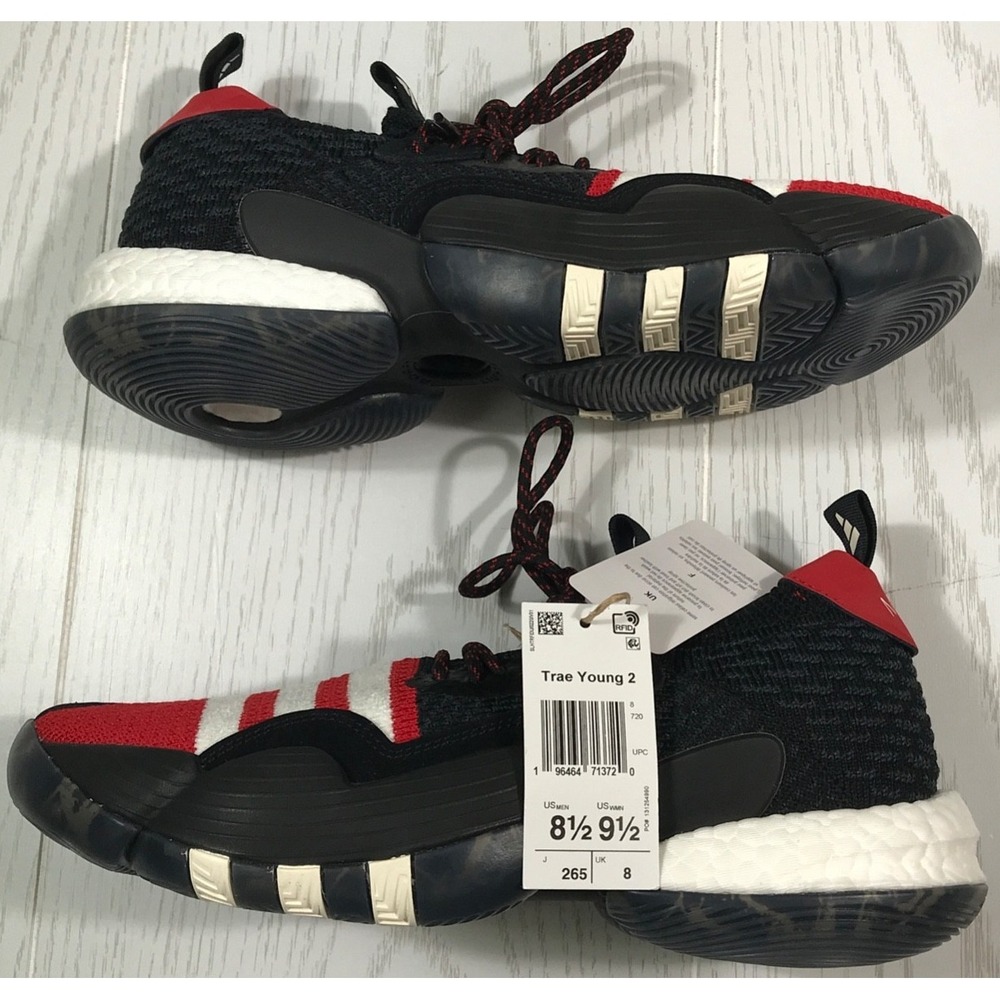 Adidas Trae Young 2 Basketball Shoes Men Size 8.5 Black Red APE 779001 New